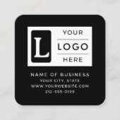 Modern Minimalist Black Square QR Code Custom Logo スクエア名刺 (正面)