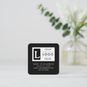 Modern Minimalist Black Square QR Code Custom Logo スクエア名刺 (スタンド正面)