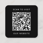Modern Minimalist Black Square QR Code Custom Logo スクエア名刺 (裏面)