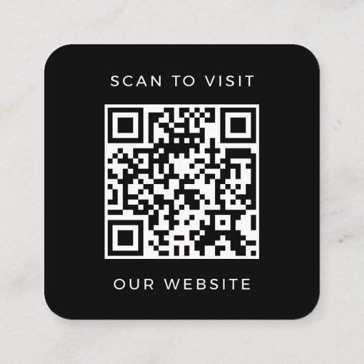 Modern Minimalist Black Square QR Code Custom Logo スクエア名刺 (裏面)