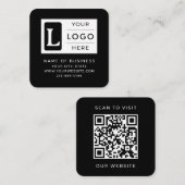 Modern Minimalist Black Square QR Code Custom Logo スクエア名刺 (正面/裏面)