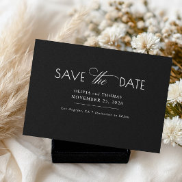 Modern Minimalist Black Wedding Save The Date セーブザデート