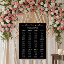 Modern Minimalist Black Wedding Seating Chart アクリルサイン