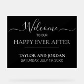 Modern Minimalist Black Wedding Welcome Sign アクリルサイン (正面)