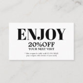 Modern Minimalist Black White Bold Beauty 割引カード (正面)