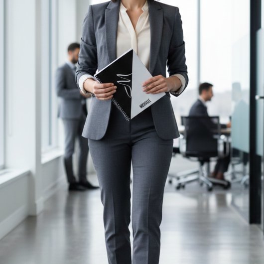 Modern Minimalist Black & White Chic Monogram Name ノートブック