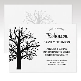 Modern Minimalist Black-White Family Reunion Tree 招待状