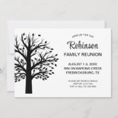 Modern Minimalist Black-White Family Reunion Tree 招待状 (正面)