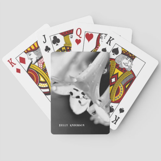 Modern Minimalist Black & White Flower with ursign トランプ (裏面)