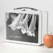 Modern Minimalist Black & White Flower with ursign メタルランチボックス (インサイチュ)