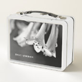 Modern Minimalist Black & White Flower with ursign メタルランチボックス (裏面)