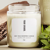 Modern Minimalist Black & White Jar Candle スクエアシール