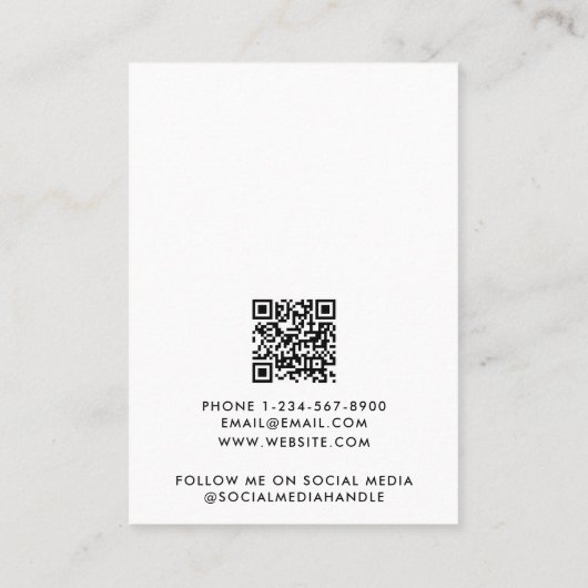 Modern Minimalist Black White Jewelry Display Card 名刺 (裏面)