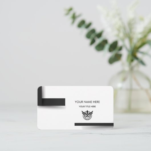 Modern Minimalist Black & White Logo Business Card 名刺 (スタンド正面)