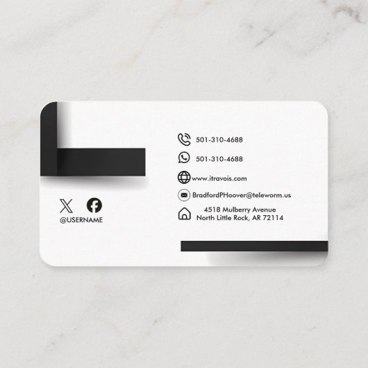 Modern Minimalist Black & White Logo Business Card 名刺 (裏面)