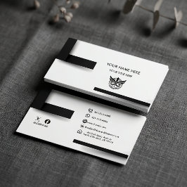 Modern Minimalist Black & White Logo Business Card 名刺
