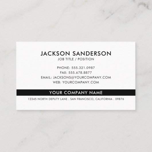 Modern Minimalist Black White Logo Professional 名刺 (裏面)