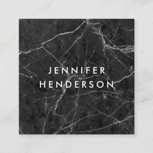 Modern minimalist black white marble professional スクエア名刺 (正面)