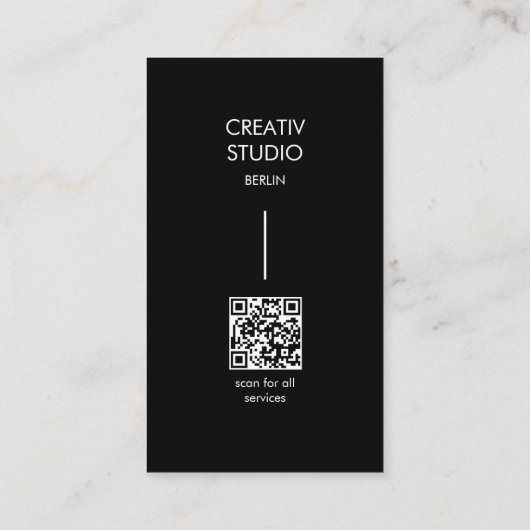 Modern Minimalist Black White QR Code 名刺 (裏面)