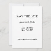 Modern Minimalist Black White Save the Date (正面)