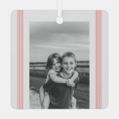 Modern Minimalist Black & White Sibling Christmas メタルオーナメント (裏面)