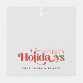 Modern Minimalist Black & White Sibling Christmas メタルオーナメント (正面)