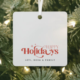 Modern Minimalist Black & White Sibling Christmas メタルオーナメント