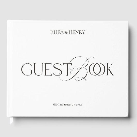 Modern Minimalist Black & White Wedding  ゲストブック (正面)