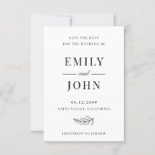 Modern Minimalist Black & White Wedding セーブザデート (正面)