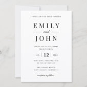 Modern Minimalist Black & White Wedding 招待状 (正面)