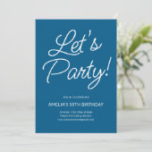 Modern Minimalist Blue Birthday Party Chic 招待状 (スタンド正面)