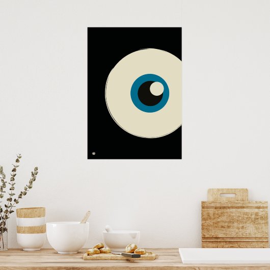 Modern Minimalist Blue Eye Abstract Art  ポスター (キッチン)