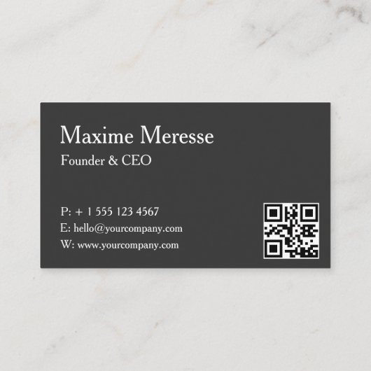 Modern Minimalist Blue Logo Business Card QR Code  名刺 (裏面)