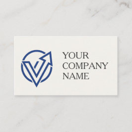 Modern Minimalist Blue Logo Business Card QR Code  名刺