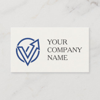 Modern Minimalist Blue Logo Business Card QR Code  名刺