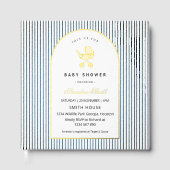 Modern & Minimalist Blue Stripes Stroller Baby Boy ゲストブック (正面)