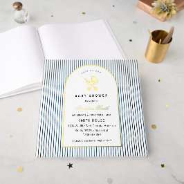 Modern & Minimalist Blue Stripes Stroller Baby Boy ゲストブック