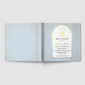 Modern & Minimalist Blue Stripes Stroller Baby Boy ゲストブック (全面)