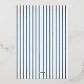 Modern & Minimalist Blue Stripes Stroller Baby Boy 箔招待状 (裏面)