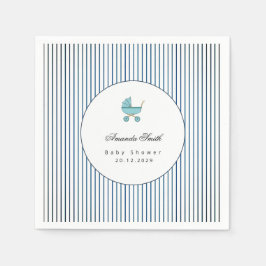 Modern & Minimalist Blue Stroller Baby Shower スタンダードカクテルナプキン
