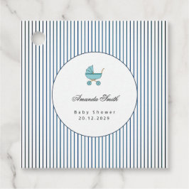 Modern & Minimalist Blue Stroller Baby Shower フェイバータグ