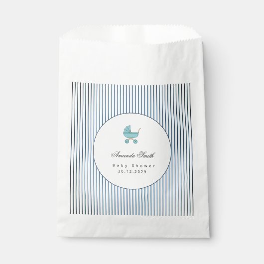 Modern & Minimalist Blue Stroller Baby Shower フェイバーバッグ (正面)