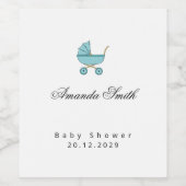 Modern & Minimalist Blue Stroller Baby Shower Clas ワインラベル (シングルラベル)