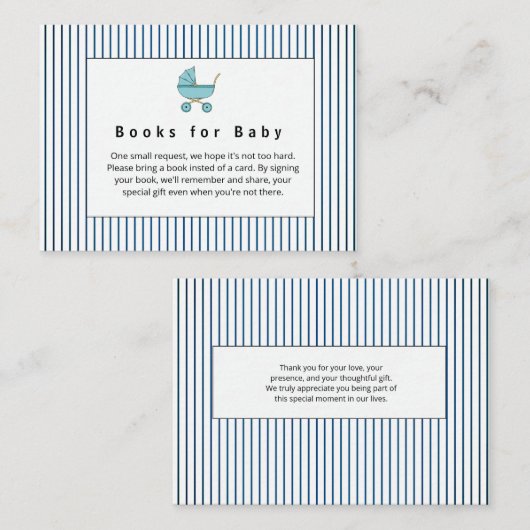 Modern & Minimalist Blue Stroller Books for Baby  エンクロージャーカード (正面/裏面)
