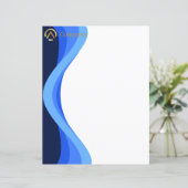 Modern Minimalist Blue White Business Paper Sheets (スタンド正面)