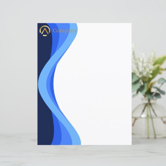 Modern Minimalist Blue White Business Paper Sheets (スタンド正面)