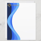 Modern Minimalist Blue White Business Paper Sheets (正面)