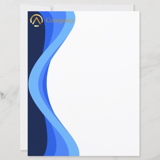 Modern Minimalist Blue White Business Paper Sheets (正面)