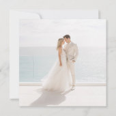 Modern Minimalist Blue & White Photo Save the Date 招待状 (裏面)