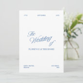 Modern Minimalist Blue & White Wedding 招待状 (スタンド正面)